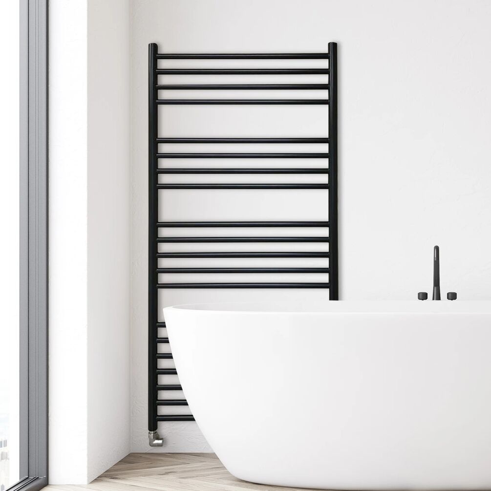 Lifestyle image of the The Sussex Range by JIS Ashdown 1250mm x 620mm Black Heated Towel Rail